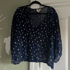 Koch sheer midnight blue top - dress it up or dress it down- gorgous